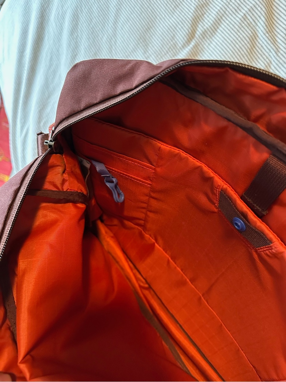 cotopaxi Maroon Messenger Bag with Orange Interior - Picture 3 of 6